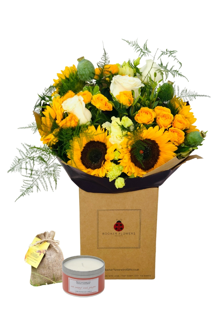 Autumn Sunflower Sensation Handtied Bouquet gift set Autumn Sunflower Sensation Handtied Bouquet gift set