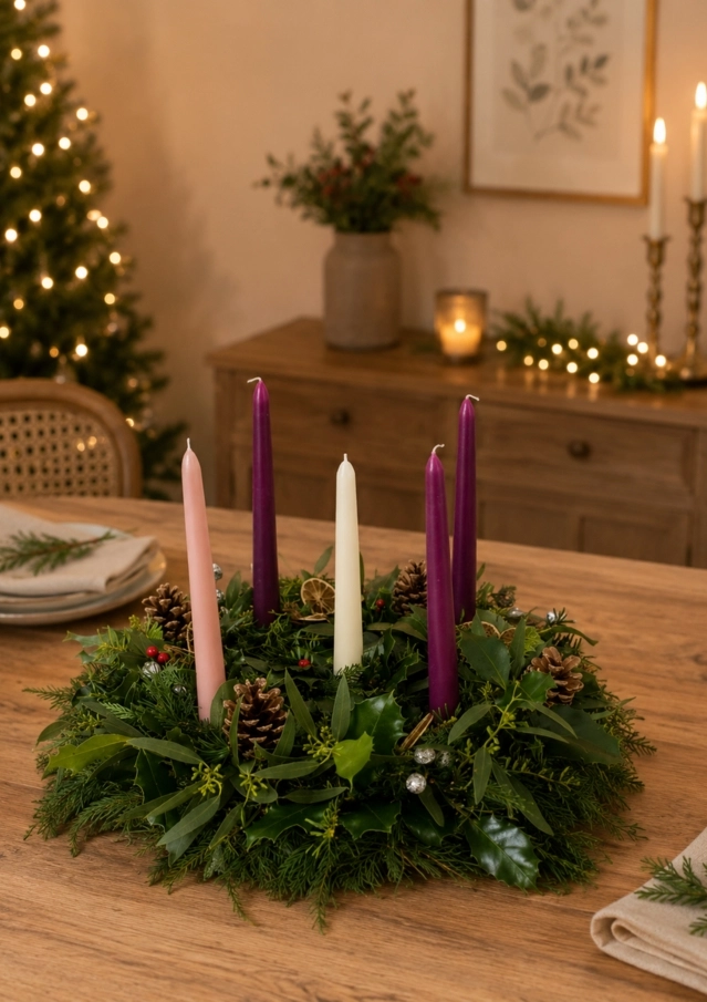 Christmas Advent Wreath With Candles