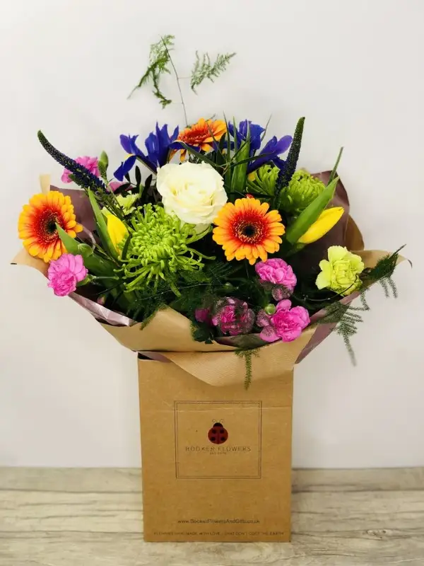 Mothers Day Cheerful Blooms Hand Tied Bouquet Medium