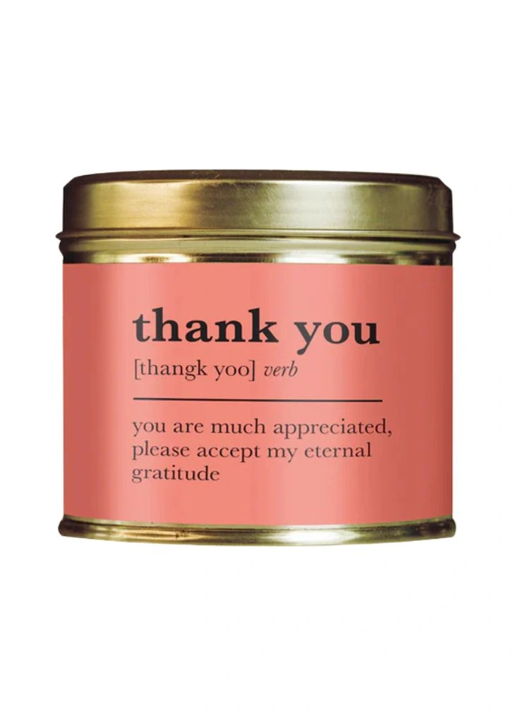 Thank You Definition Large Made in the UK Scented Candle in a Tin
