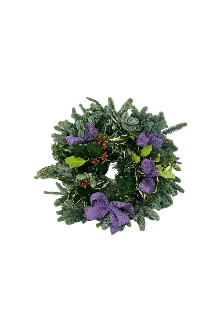 Traditional Christmas Holly Wreath - Blue