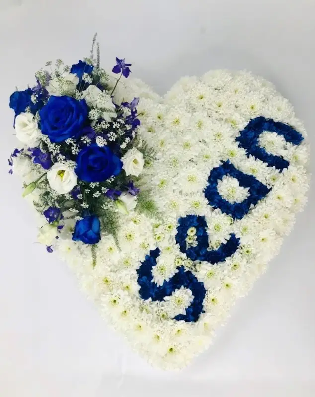 White Heart with Name Funeral Tribute White Heart with Name Funeral Tribute